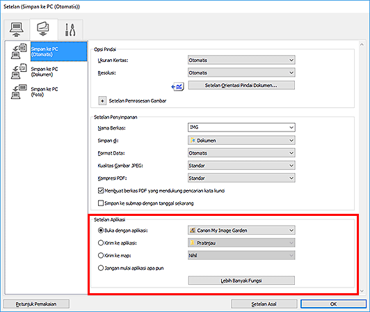 gambar: Kotak dialog Setelan